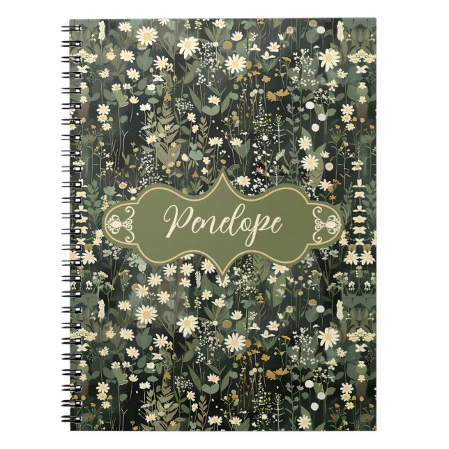 Caderno Espiral Penelope Dark Daisy Floral (Frente)