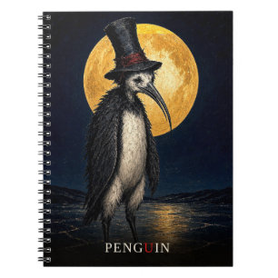 Caderno Espiral Penguin Gótico Chapéu Alto gótico Surrealista