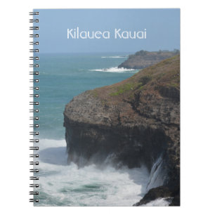 Caderno Espiral Penhasco do Oceano Kilauea Kauai Havaí (minha foto