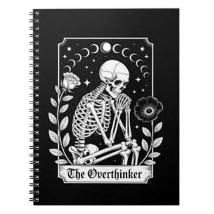 Caderno Espiral Pensador Excessivo de Esqueleto Gótico Sombrio de