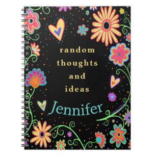 Caderno Espiral Pensamento Aleatório e Ideias Floral Personalizada