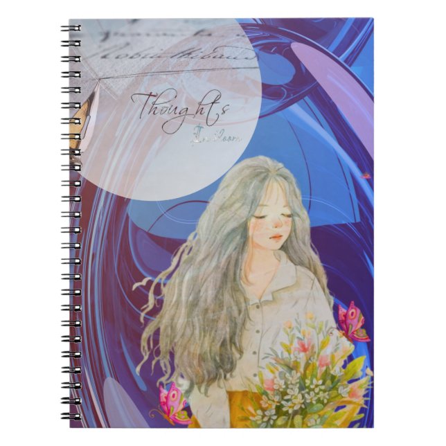 Caderno Espiral Pensamentos no Bloom Girly Notebook (Frente)