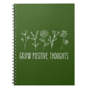 Caderno Espiral Pensamentos Positivos Crescem Notebook Estético