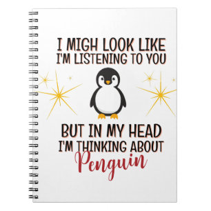 Caderno Espiral Pensando Em Pinguins - Personalizados Engraçados