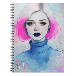Caderno Espiral Pense - Deseja - Comece Diário para notebook