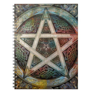 Caderno Espiral Pentacle pagão bonito e colorido