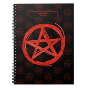 Caderno Espiral Pentagrama Vermelho Edgy Personalizável