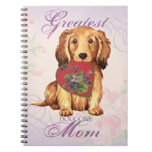 Caderno Espiral Penteado Dachshund Heart Mãe