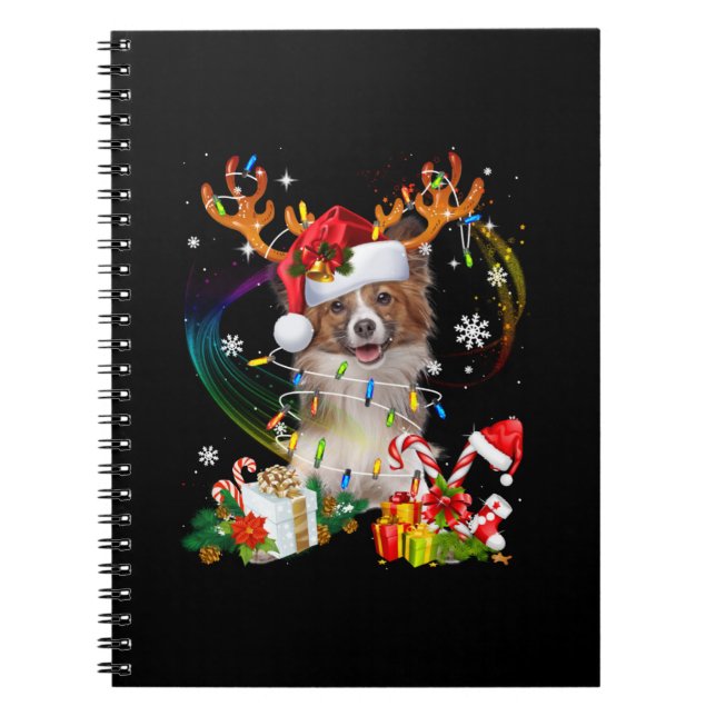 Caderno Espiral Pentes de Cães | Presente de Natal de Papillon (Frente)