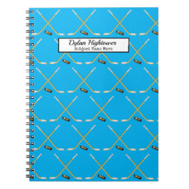 Caderno Espiral Pentes de hóquei |MVP - Nome Azul do Padrão do Céu