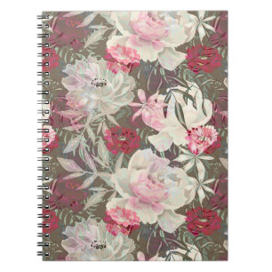 Caderno Espiral Peônias rosas rosa flores buquê de flores