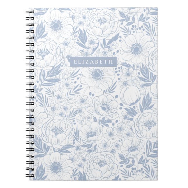 Caderno Espiral Peony E Anemone Ilustram Floral (Frente)