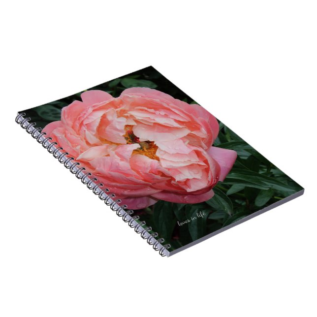 Caderno Espiral Peony Rosa Grande (Lado Direito)