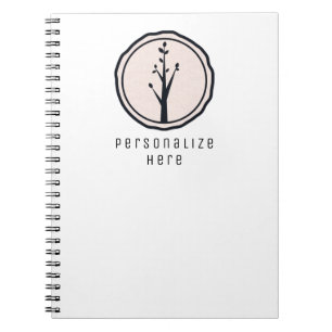 Caderno Espiral Pequena Árvore Rústica Natureza Minimalista Orgâni