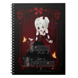 Caderno Espiral Pequena Gótico Menina Feliz Aniversário Livro 2