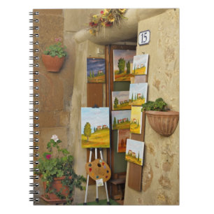 Caderno Espiral Pequena loja com trabalho de arte para venda na ca