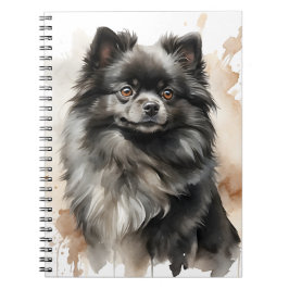 CADERNO ESPIRAL PEQUENO CACHORRO POMERANIANO FLUFFY NEGRO