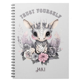 Caderno Espiral Pequeno Dragão Branco Bonito, Rosa "Confie em si m