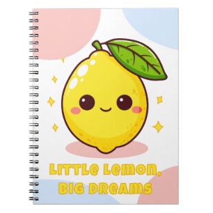 Caderno Espiral Pequeno Limão Grandes Sonhos Kawaii Lemon
