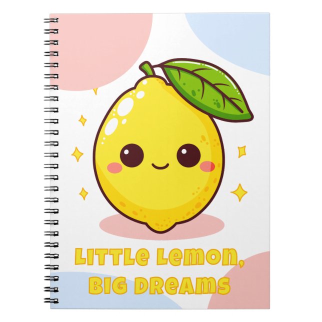 Caderno Espiral Pequeno Limão Grandes Sonhos Kawaii Lemon (Frente)