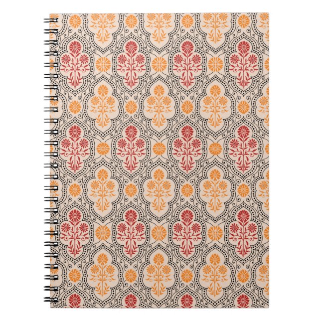 CADERNO ESPIRAL PEQUENO PADRÃO DE FLORES MÚGHPLOS DESIGN DE FUNDO  (Frente)