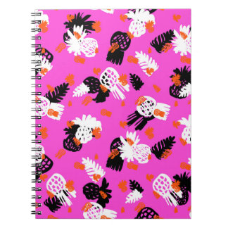 Caderno Espiral Pequeno padrão distante com motivos tropicais, dra