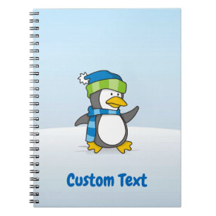Caderno Espiral Pequeno pinguim andando na neve