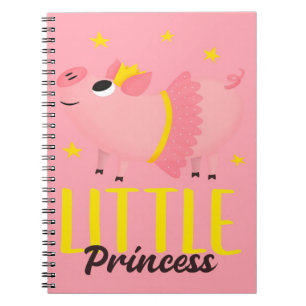 Caderno Espiral Pequeno Porco Princesa Suíno Bonito  Cor da Carte