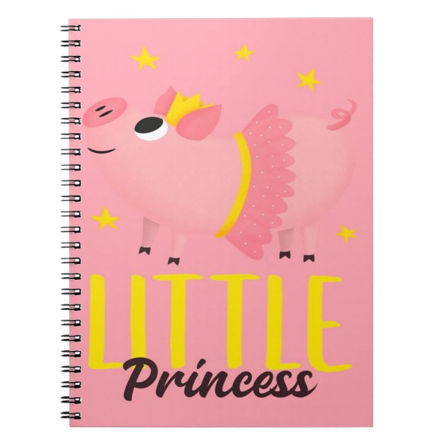 Caderno Espiral Pequeno Porco Princesa Suíno Bonito| Cor da Cartei (Frente)