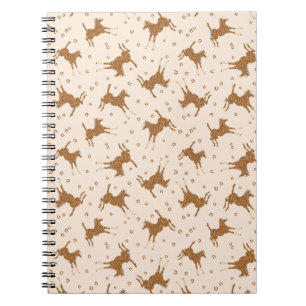 Caderno Espiral Pequenos Cavalos Marrons - em cor-de-rosa salmão.