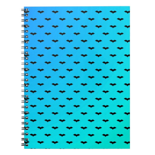 Caderno Espiral Pequenos Morcegos Azuis (Frente)