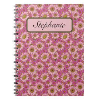 Caderno Espiral Pequenos pontos de rosa e branco personalizados