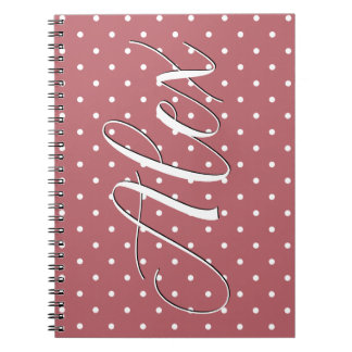 Caderno Espiral Pequenos Pontos Rosa Bege Branco