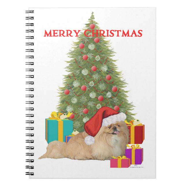 Caderno Espiral Pequinês Feliz Natal (Frente)