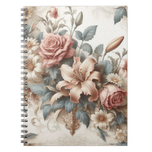 Caderno Espiral Perfeição Floral Antiquada Clara