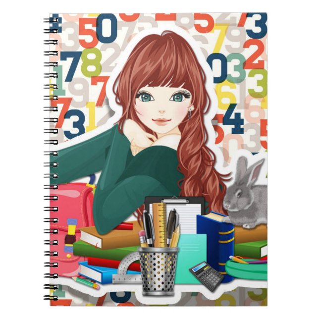 Caderno Espiral Perfeito para Matemática das Meninas no Ano Novo (Frente)