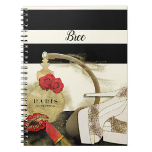 Caderno Espiral Perfume Paris Perfumes Rosas Saltos & Lábios
