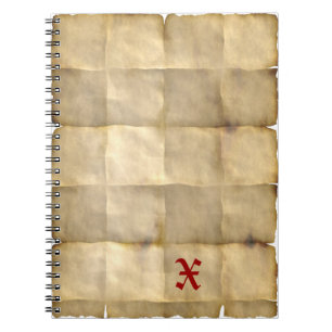 Caderno Espiral Pergaminho velho, papel do mapa do tesouro