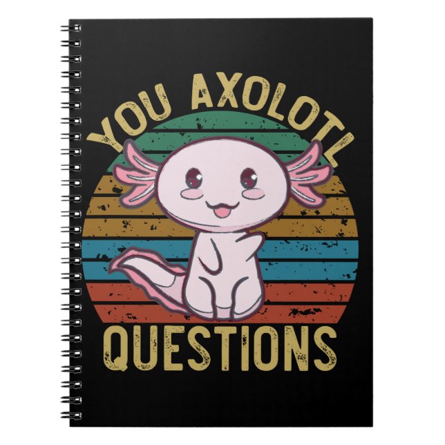 Caderno Espiral Perguntas sobre Axolotl Retro 90s Engraçado Axolot (Frente)