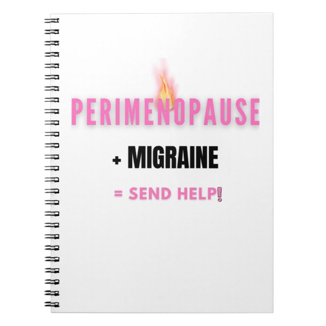 Caderno Espiral Perimenopausa + Enxaqueca = Socorro (Frente)
