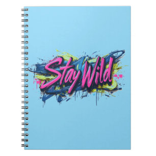 Caderno Espiral "Permanecer Selvagem" - Design de texto Vibrante d