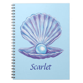 Caderno Espiral Pérola personalizável do oceano (azul)