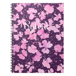 Caderno Espiral Pérolas de Flor de Pintura, Acrínicas, Rosa