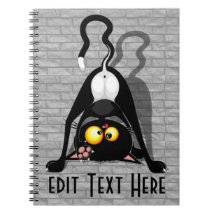 Caderno Espiral Personagem de desenho animado engraçado de gato de