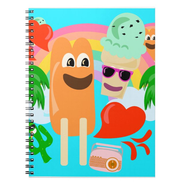 Caderno Espiral Personagens de desenho animados Cute Kawaii, Amigo (Frente)