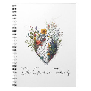Caderno Espiral Personalidade Médica de Flor Selvagem Anatômica