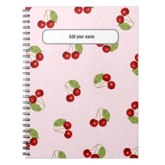 Caderno Espiral PERSONALISE Cherry Fruit Pattern Notebook