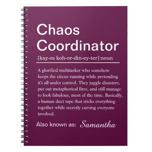 Caderno Espiral Personalised Chaos Coordinator Definition (Frente)