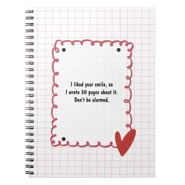 Caderno Espiral PERSONALISED Red Grid Pattern Notebook (Frente)
