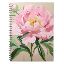 Caderno Espiral PERSONALISED Single Pink Peony Flower Notebook